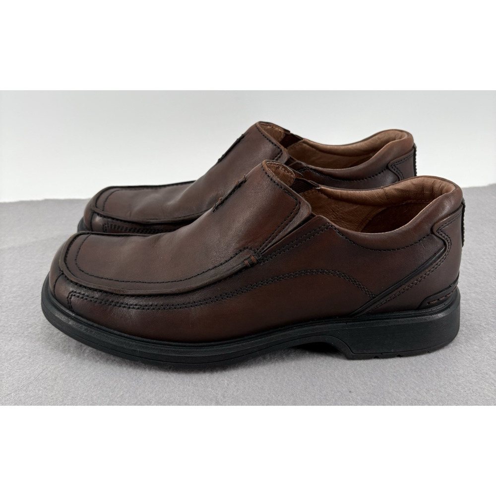 Clarks Shoes Mens 9 M Brown Leather Code Moc Toe Slip On Loafers Casual 78341